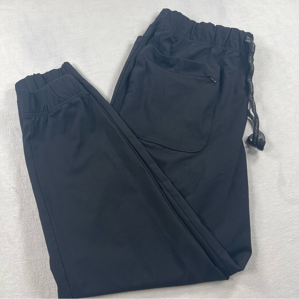 Cuddl Duds Nursing Scrub Pants L Black Elastic-Waist Jogger Uniform Bottoms